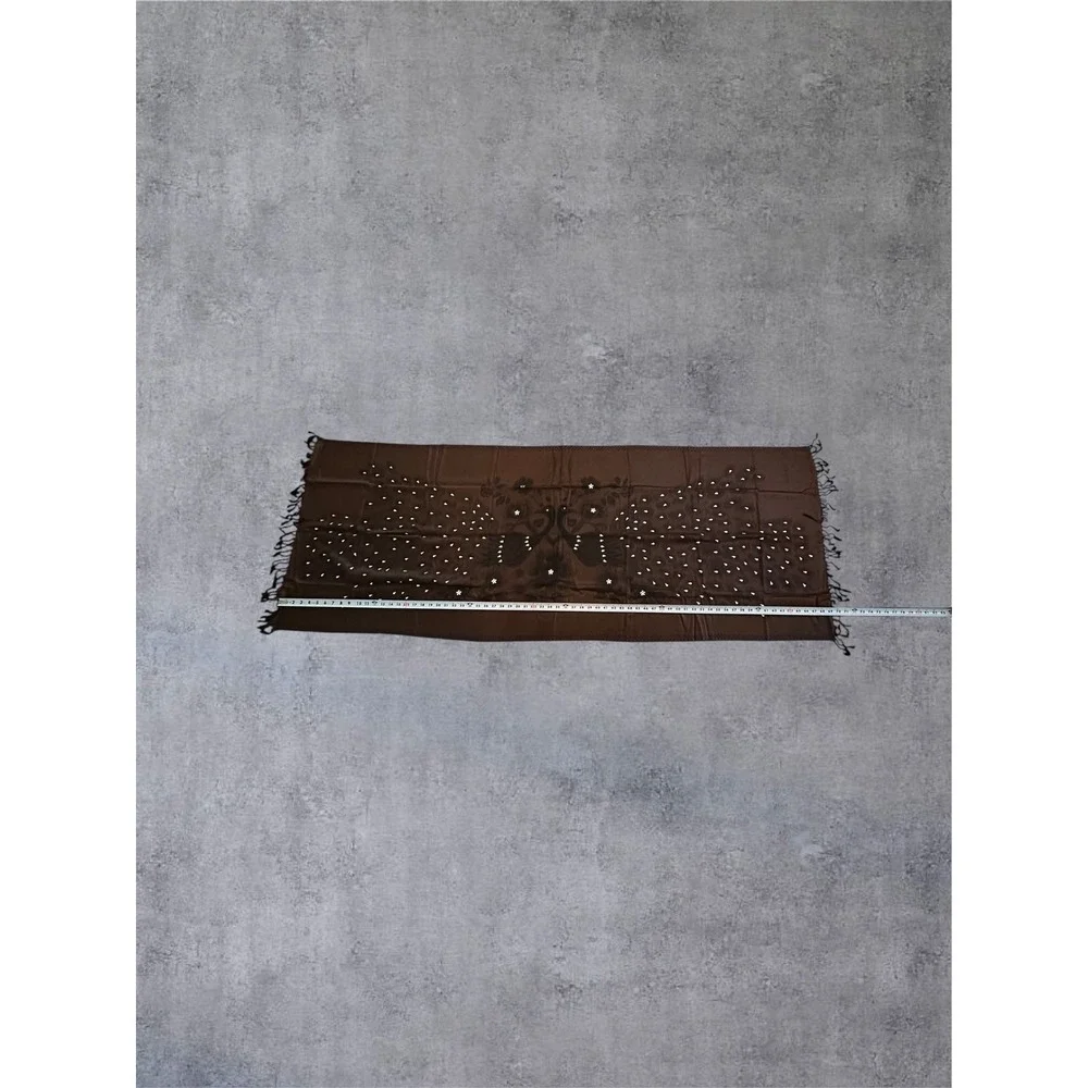 Dark Brown Peacock Floral Studded Pashmina 69x27